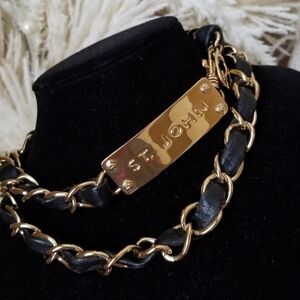 ❗St. John Vintage Gold Black Leather Chain Belt❗